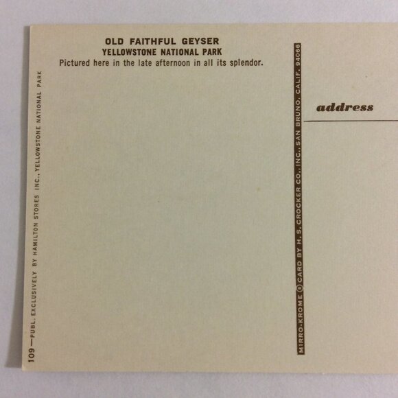VINTAGE Post Card Old Faithful Geyser Yellowstone - Picture 10 of 12